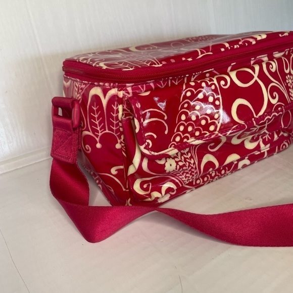 VERA BRADLEY - Pink Floral Vinyl Makeup Tote Bag w/Shoulder Strap - Preowned - Picture 4 of 11